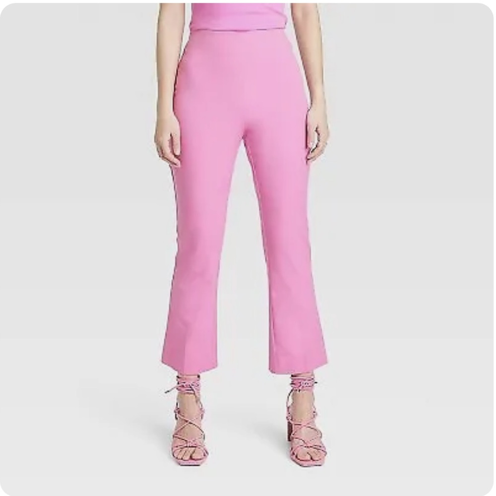 A New Day High-Rise Slim Fit Kick Flare Pull-On Pants Cropped Spring Pink Size 4